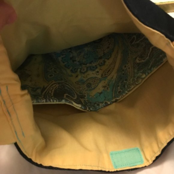 Paisley Jean Purse~Handmade~Denim~Green~Yellow - Picture 5 of 5